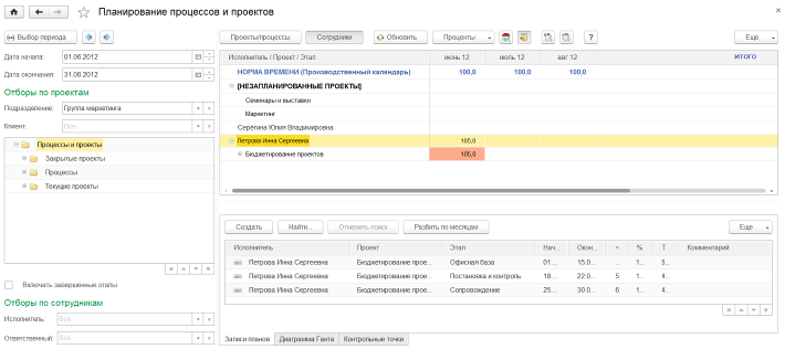Управление проектами в 1С: CRM